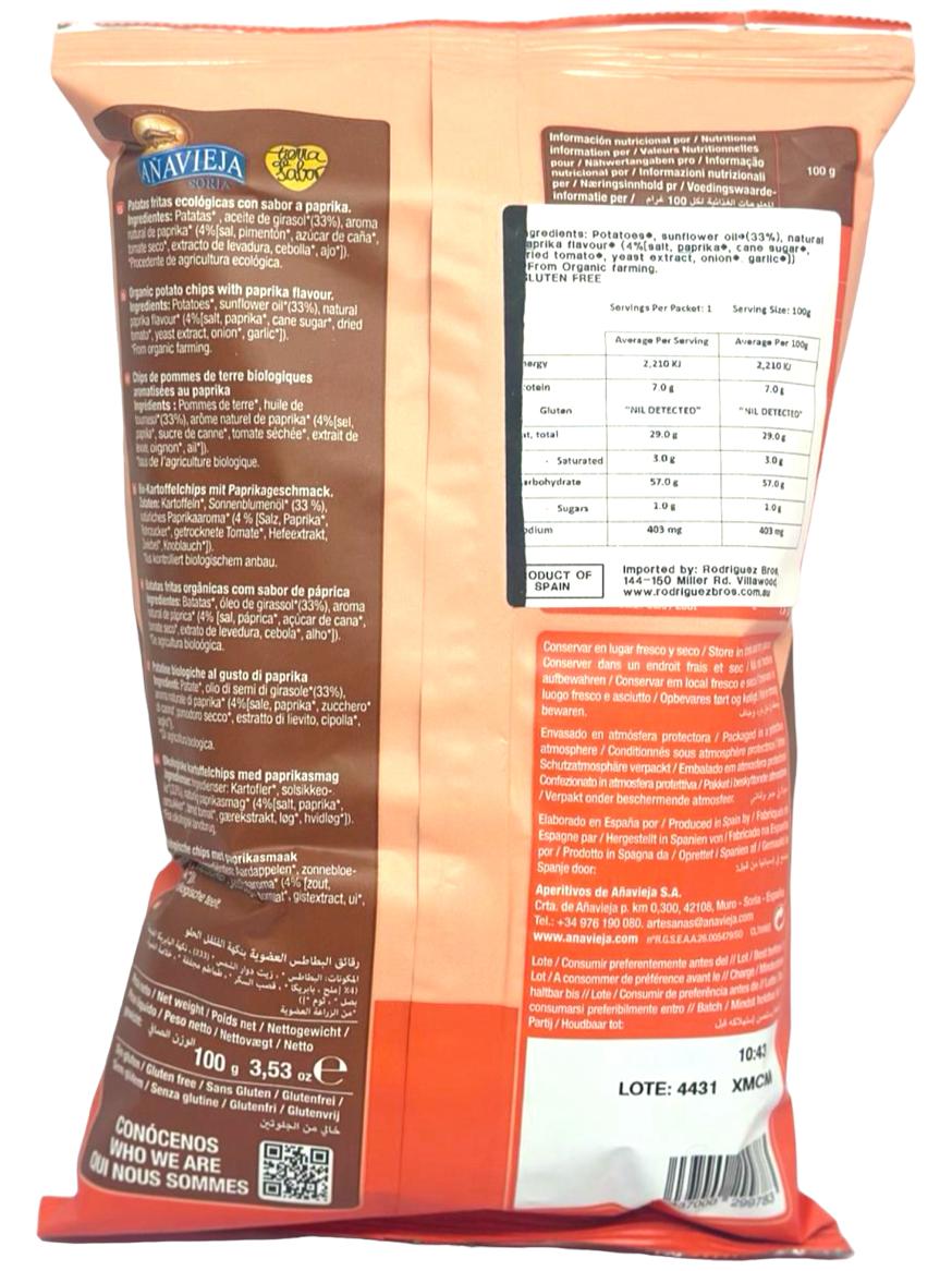 Anavieja Paprika Flavoured Potato Chips 100g - 3 Pack 300g Total