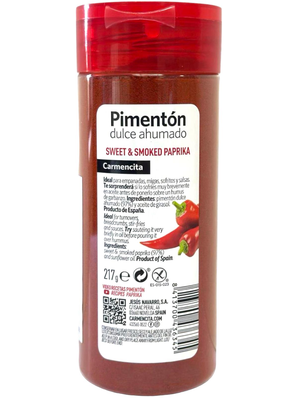 Carmencita Pimenton Dulce Ahumado Sweet & Smoked Paprika 217g - Twin Pack 434g total (Best Before 01-01-2026)