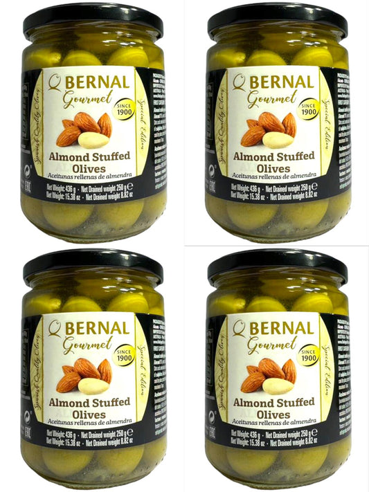 Bernal Gourmet Spanish Almond Stuffed Manzanilla Olives 4 pack 436g x4