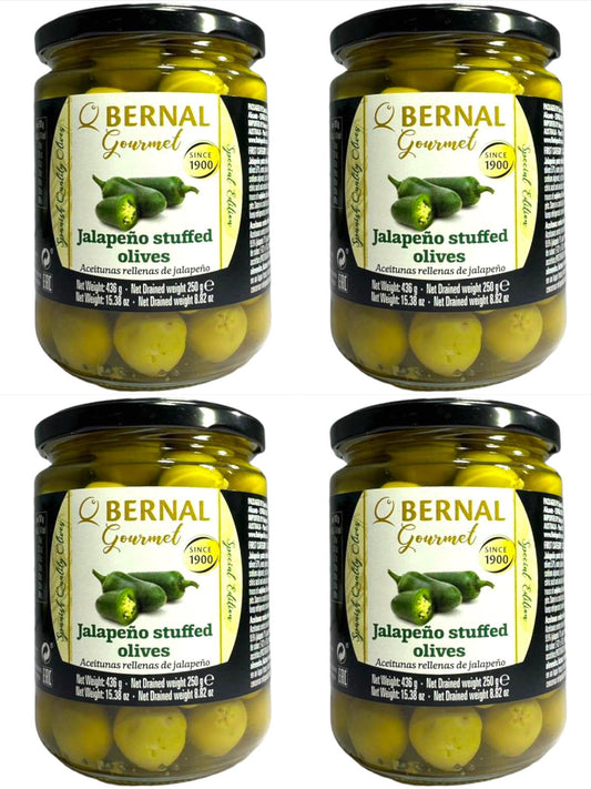 Bernal Gourmet Spanish Jalapeno Stuffed Olives 440g x4 Pack