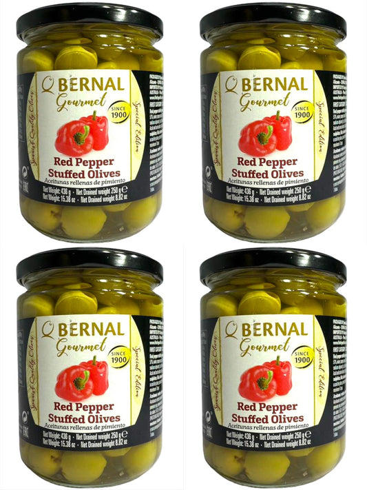 Bernal Gourmet Red Pepper Capsicum Stuffed Olives 4 Pack 436g x4