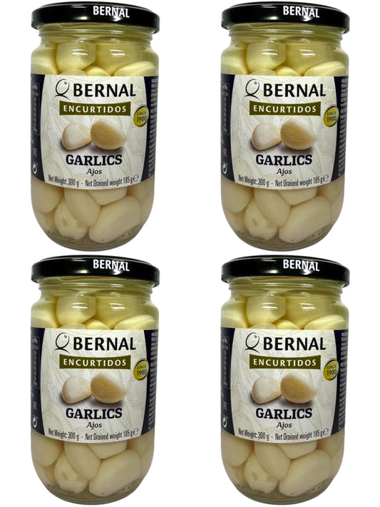 Bernal Encurtidos Ajos Spanish Pickled Garlic Four Pack 4 x 300g