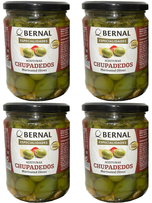 Bernal Especialidades Aceitunas Chupadedos Spanish Marinated Olives 4 pack 436g x4