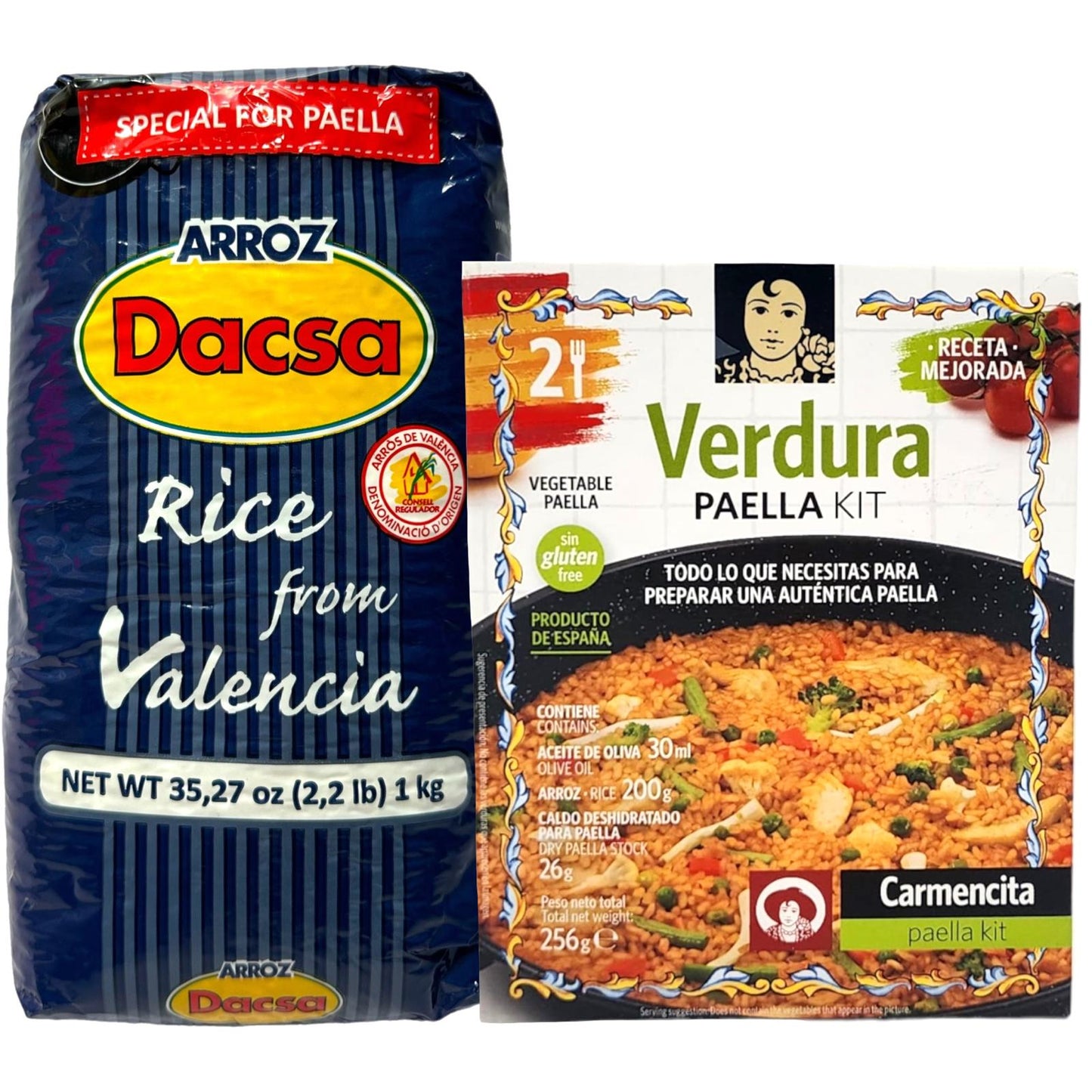 Carmencita Vegetable Paella Kit 256g with Dacsa RIce 1kg Multi Pack