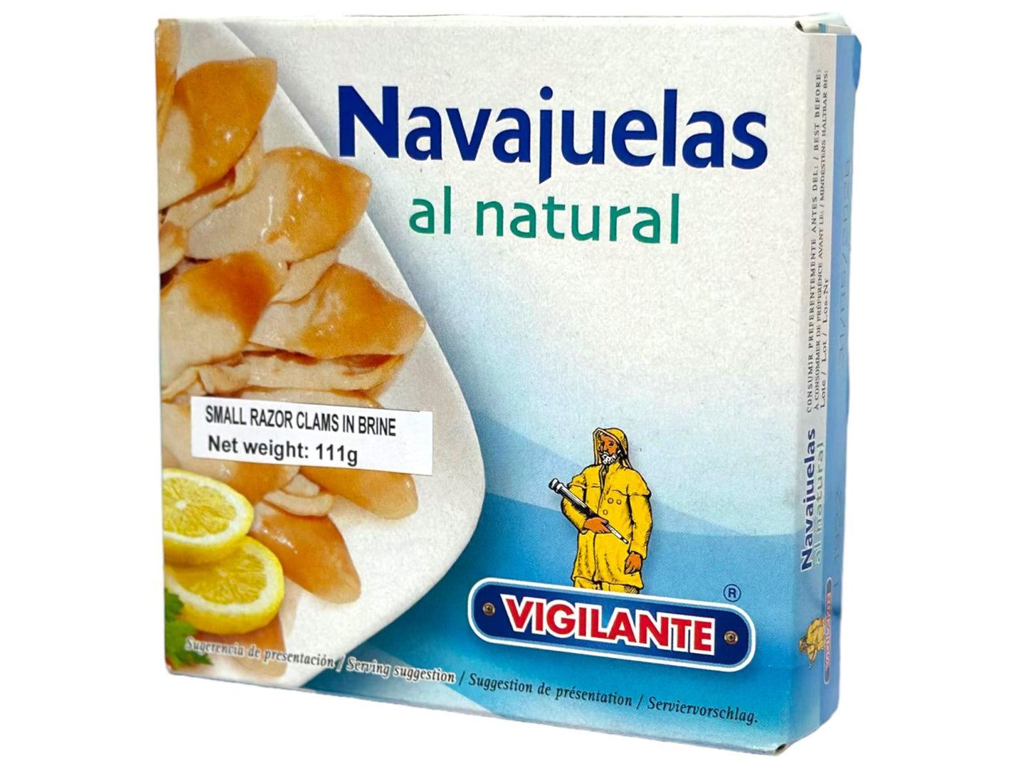 Vigilante Navajuelas al Natural Small Razor Clams in Brine 111g Gross 63g Drained
