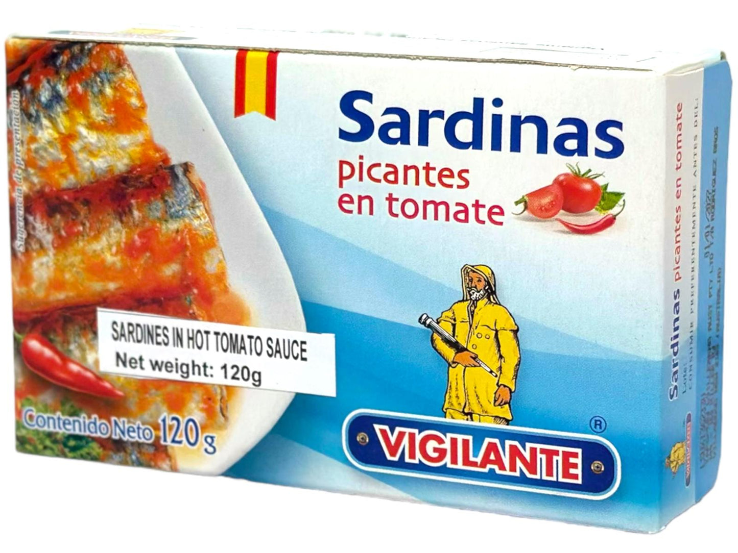Vigilante Sardinas Picantes en Tomate Spain - Sardines in Hot Tomato Sauce 120g (Best Before 01-01-2027)