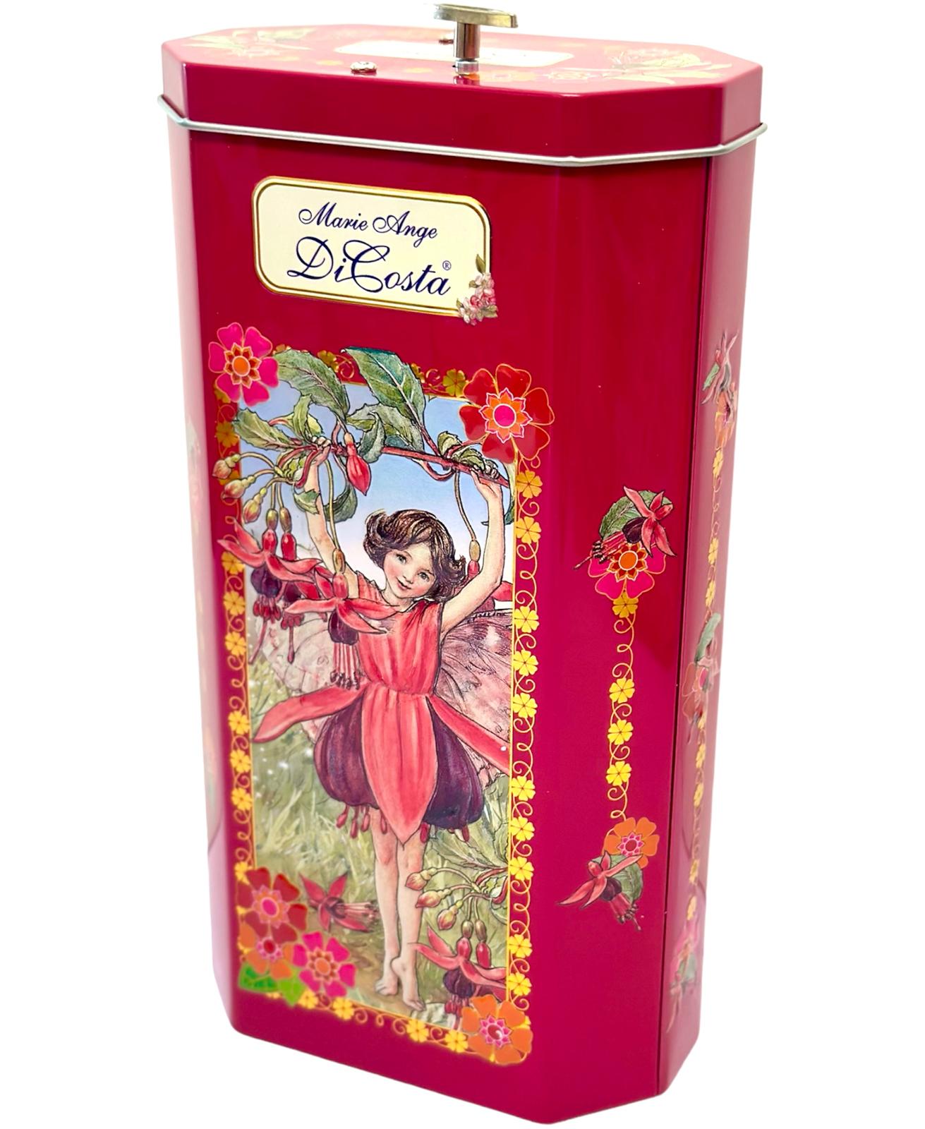 Marie Ange di Costa Italian Music Box Empty Decorative Tin —Octagonal in Crimson