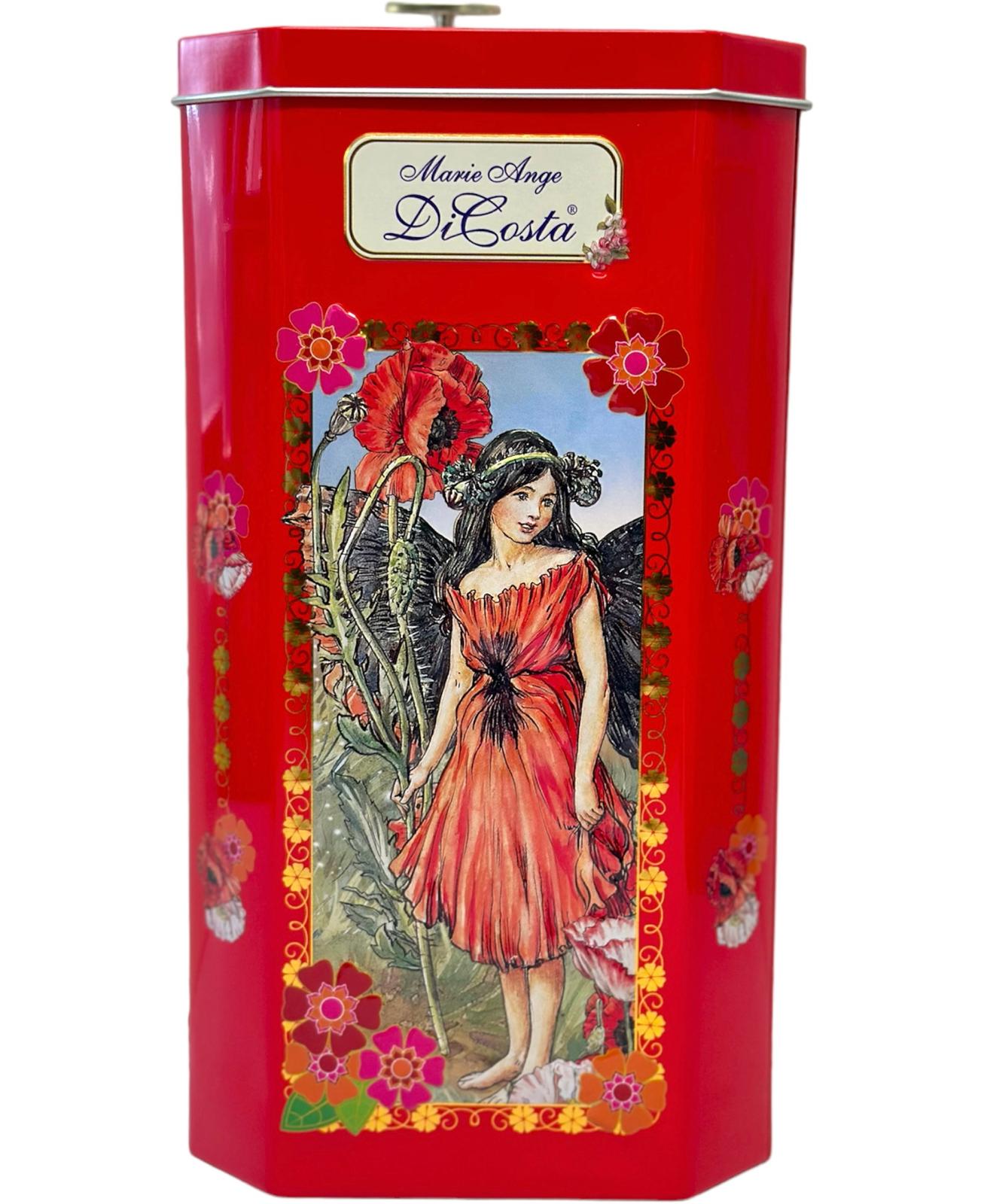 Marie Ange di Costa Italian Music Box Empty Decorative Tin -Octagonal in Scarlet