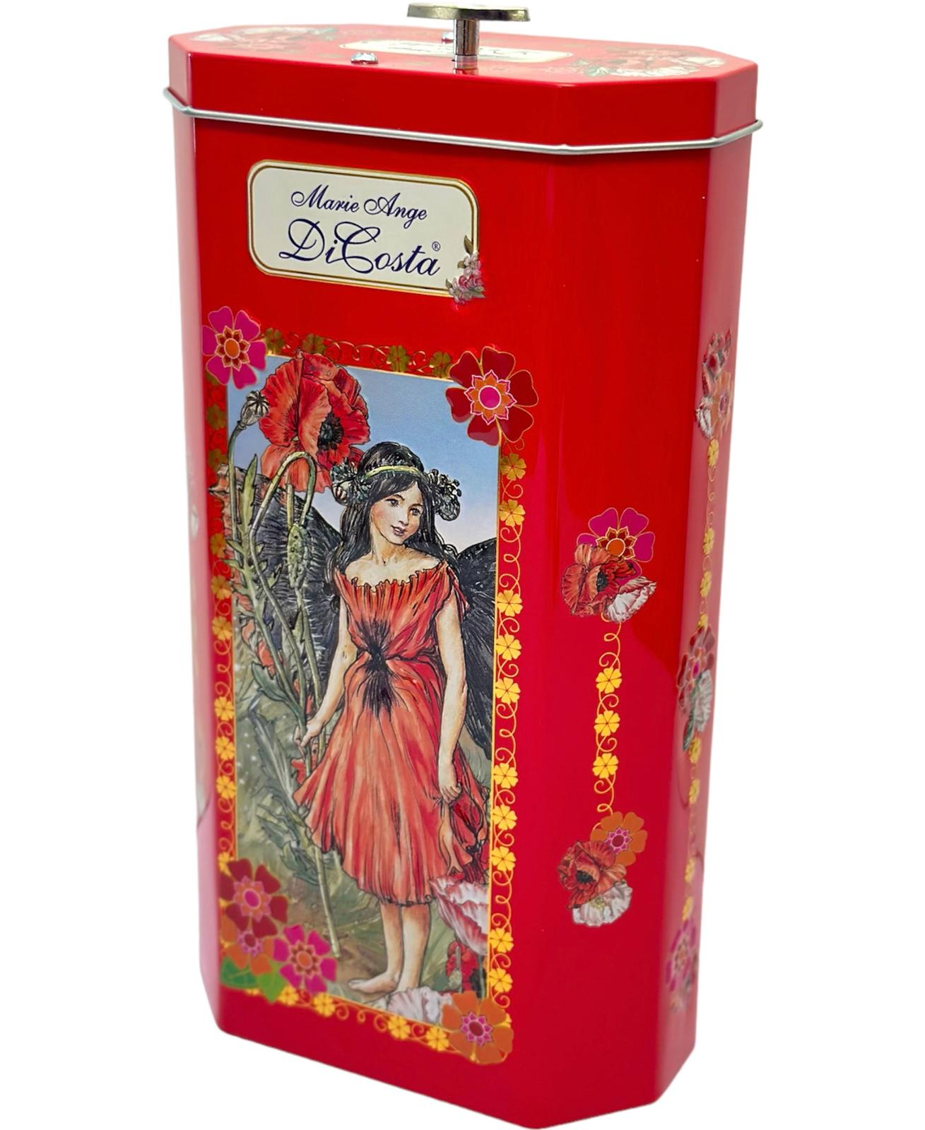 Marie Ange di Costa Italian Music Box Empty Decorative Tin -Octagonal in Scarlet