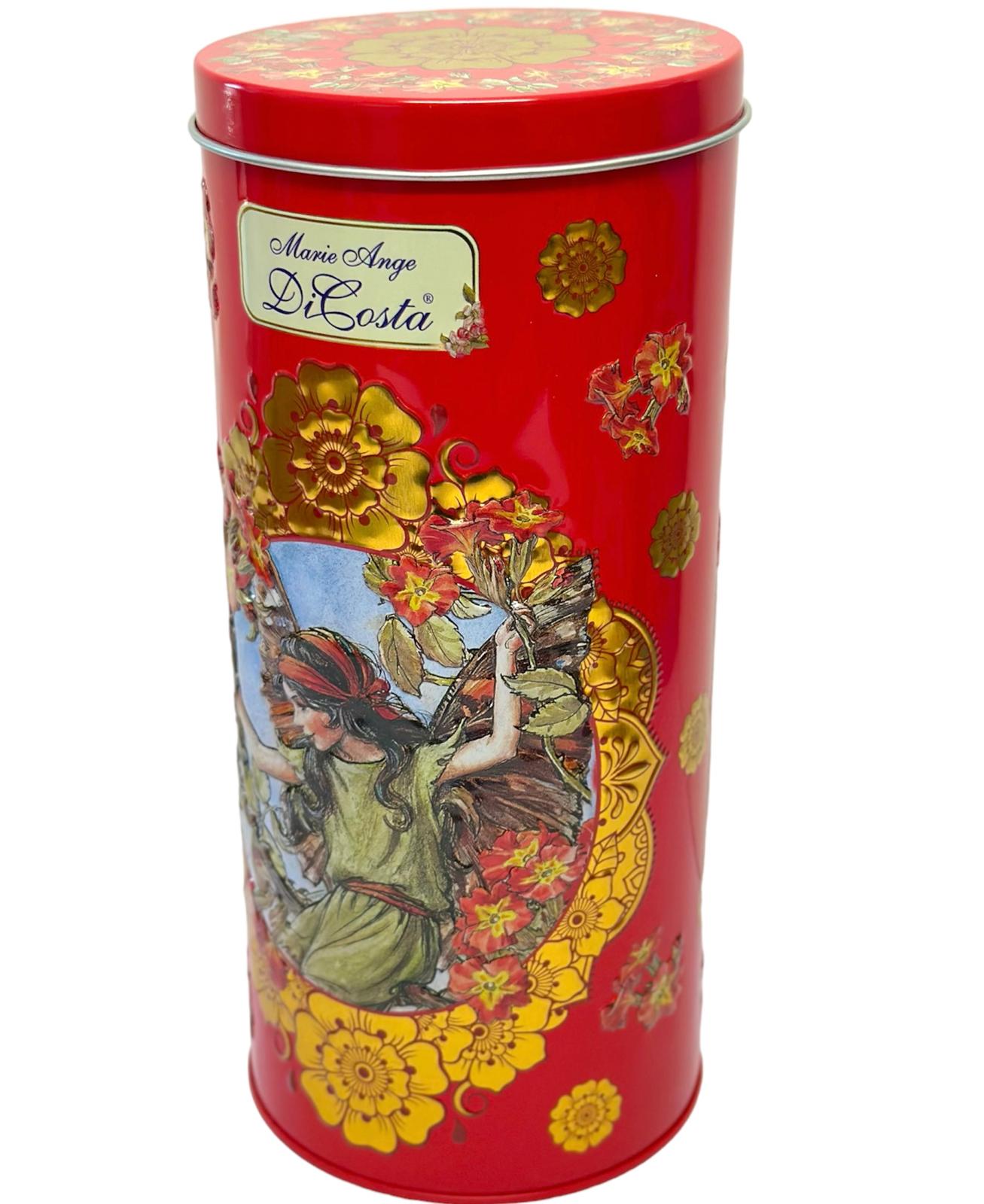Marie Ange di Costa Italian Flower Empty Decorative Gift Tin —Il Cannocchiale in Crimson