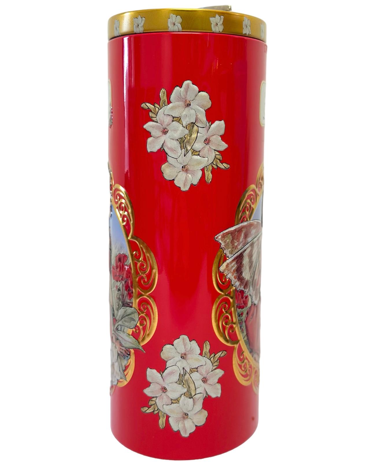 Marie Ange di Costa Flower Fairy Music Box Empty Decorative Tin—Il Fantasia in Red