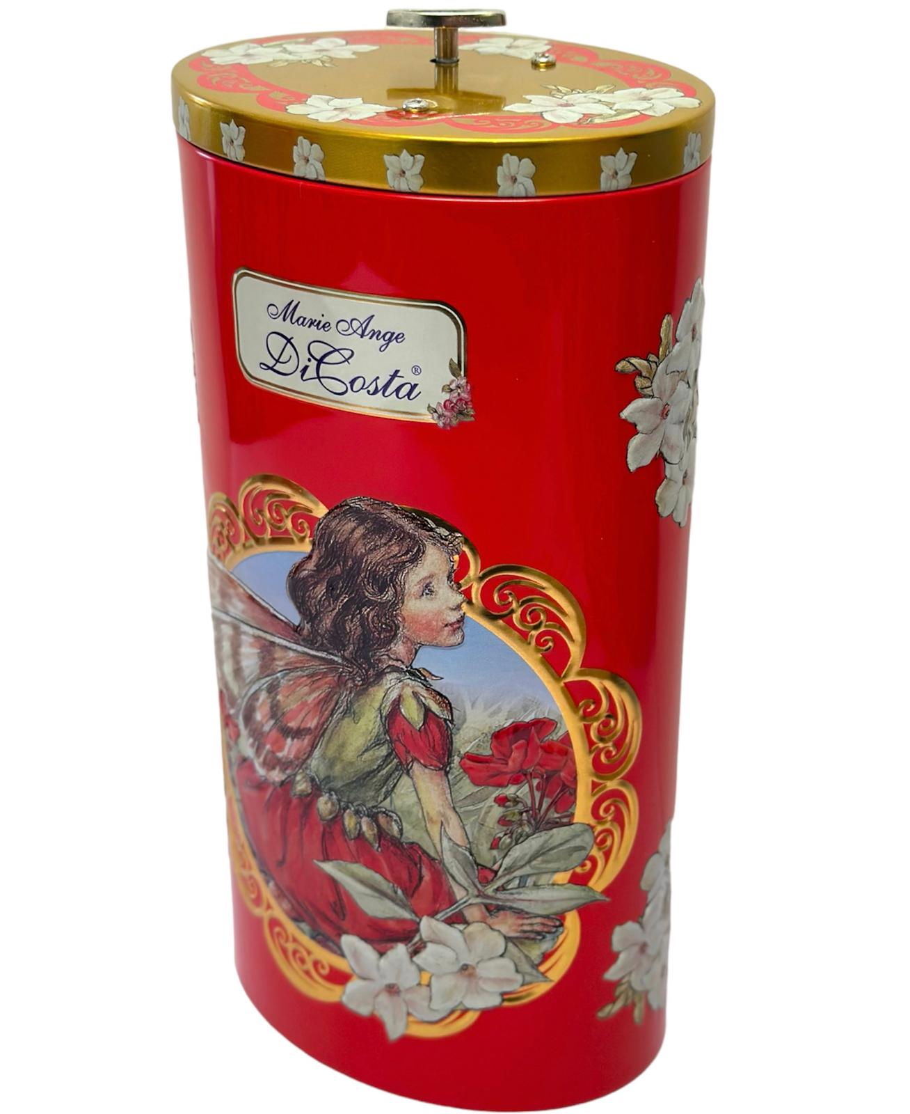Marie Ange di Costa Flower Fairy Music Box Empty Decorative Tin—Il Fantasia in Red