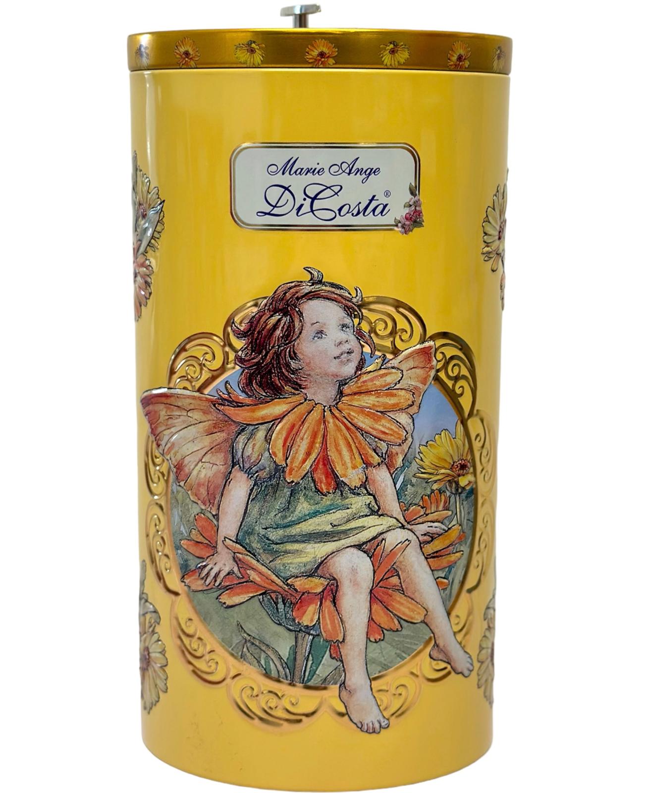 Marie Ange di Costa Flower Fairy Music Box Empty Decorative Tin—Il Fantasia in Gold