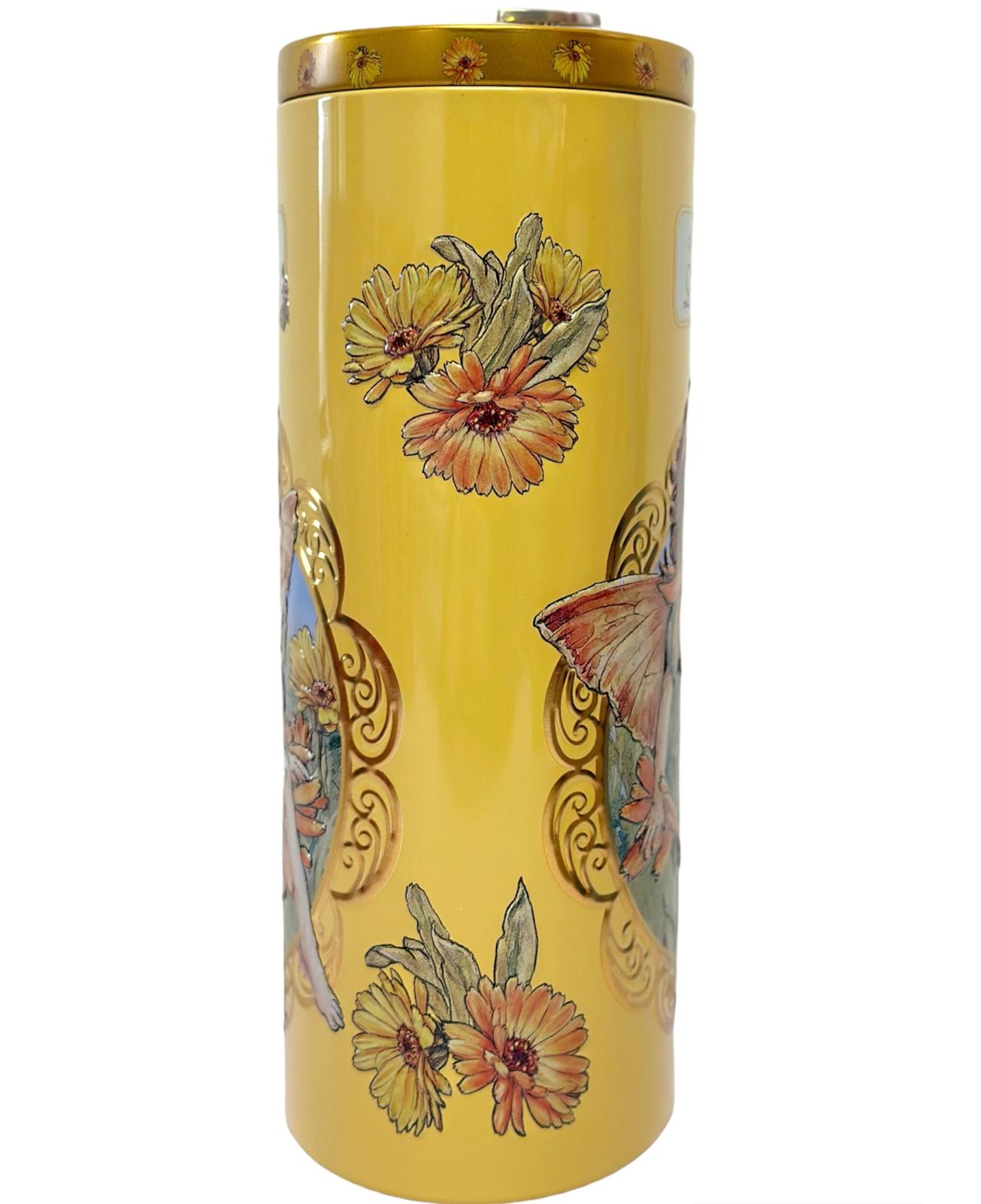 Marie Ange di Costa Flower Fairy Music Box Empty Decorative Tin—Il Fantasia in Gold