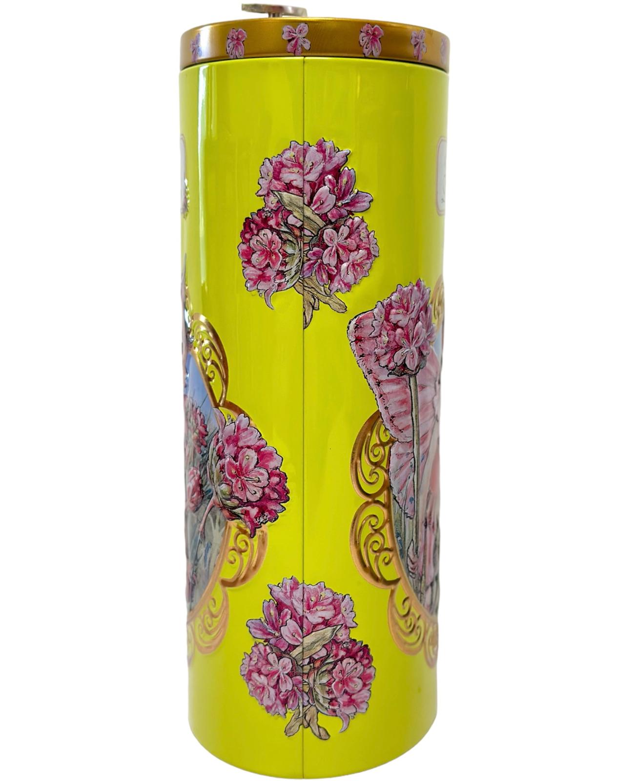 Marie Ange di Costa Flower Fairy Music Box Empty Decorative Tin—Il Fantasia in Yellow