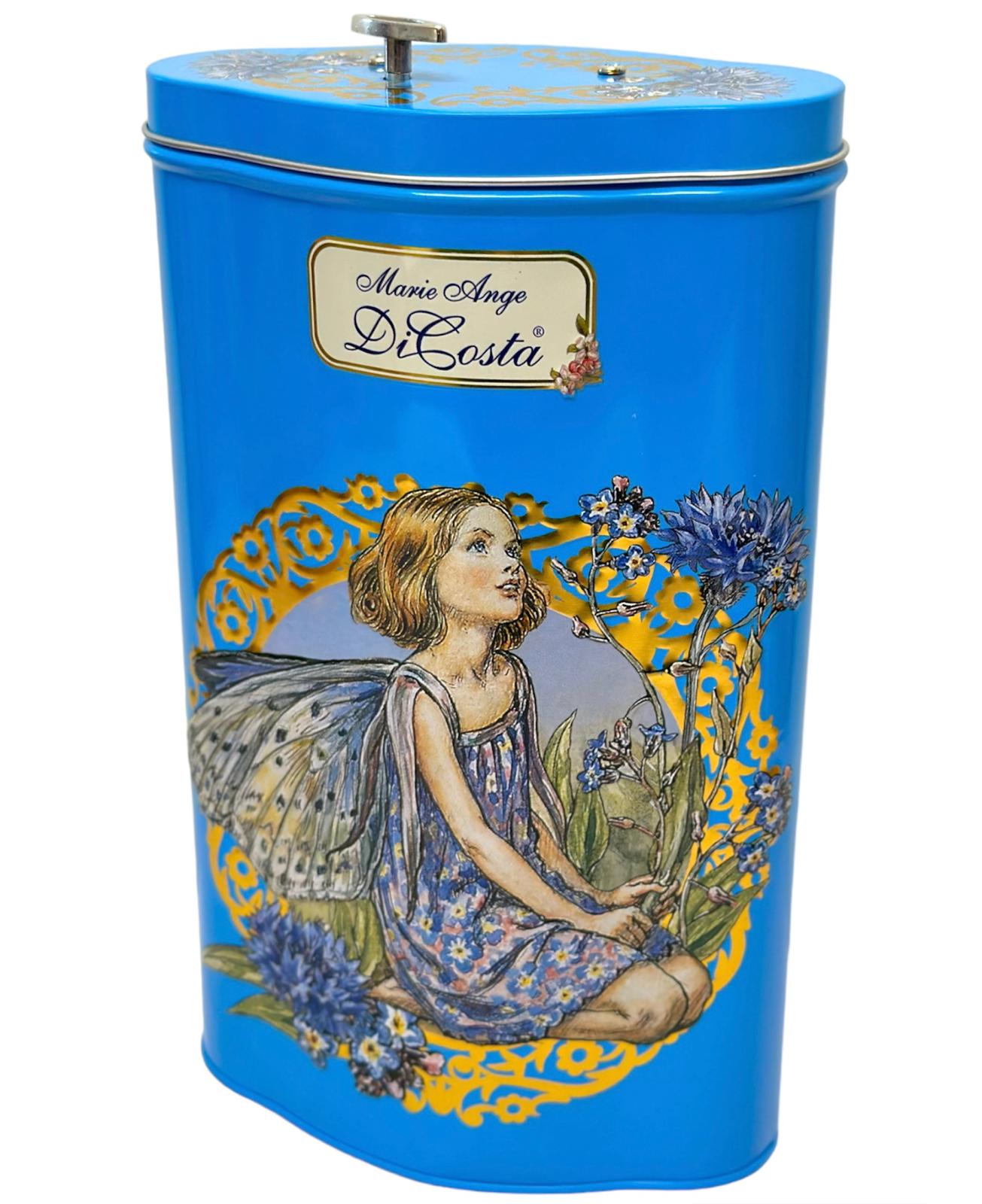 Marie Ange di Costa Flower Fairy Music Box Empty Decorative Tin--Diamond in Sky Blue