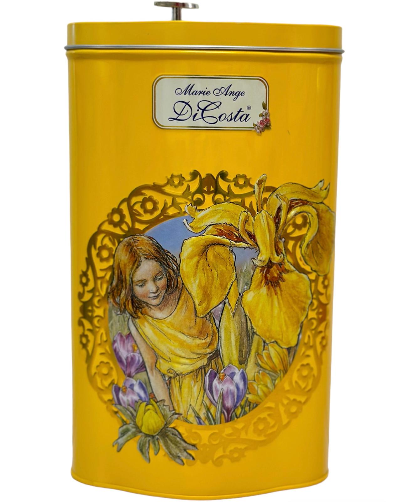 Marie Ange di Costa Flower Fairy Music Box Empty Decorative Tin--Diamond in Gold