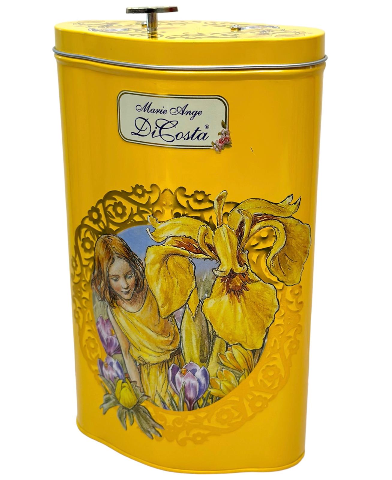 Marie Ange di Costa Flower Fairy Music Box Empty Decorative Tin--Diamond in Gold