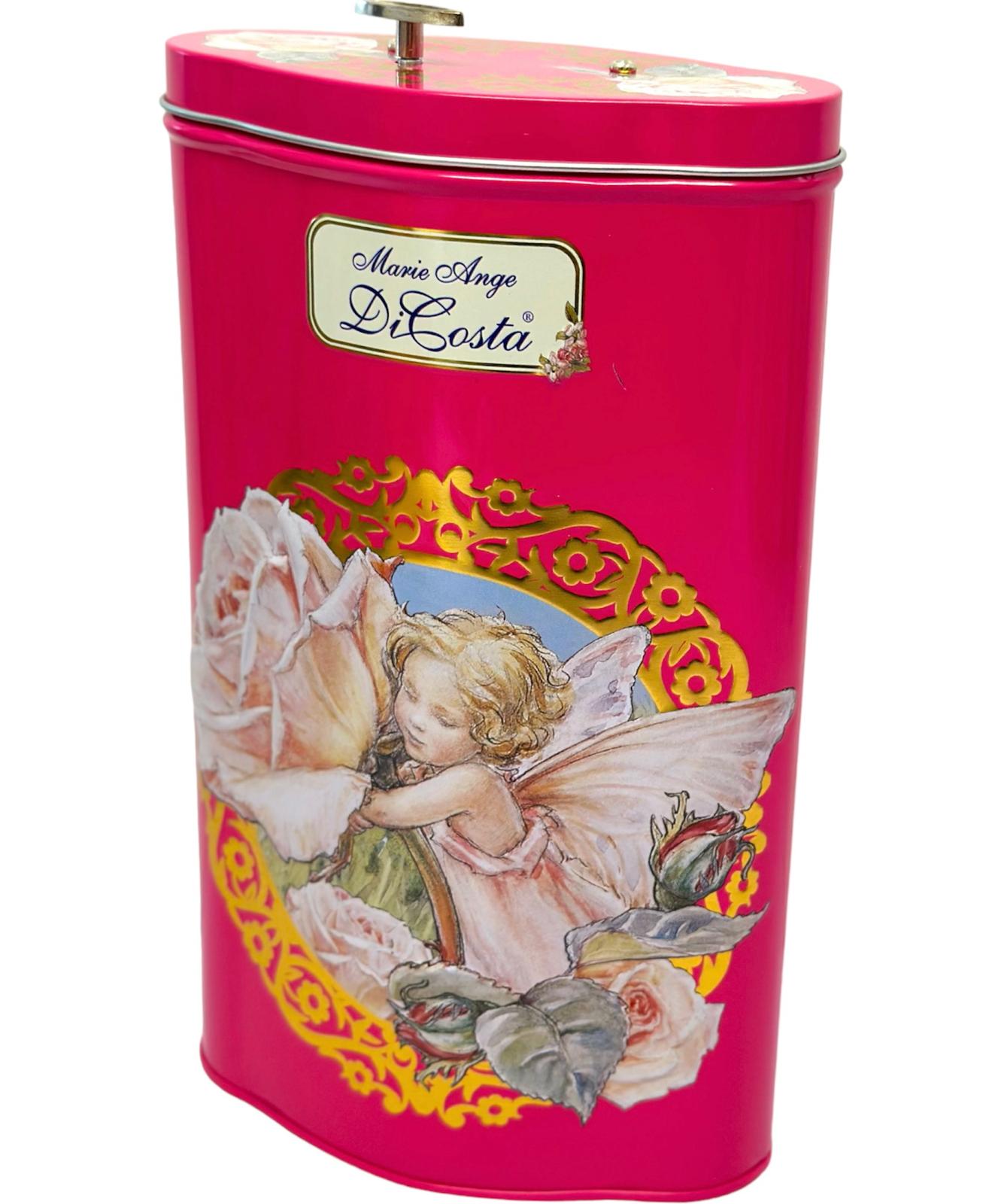 Marie Ange di Costa Flower Fairy Music Box Empty Decorative Tin--Diamond in Rose