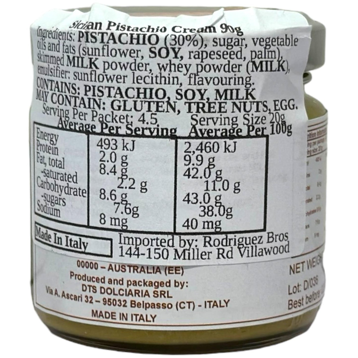 Pennisi Sicilian Pistachio Cream 90g (Best Before 28-02-2025)