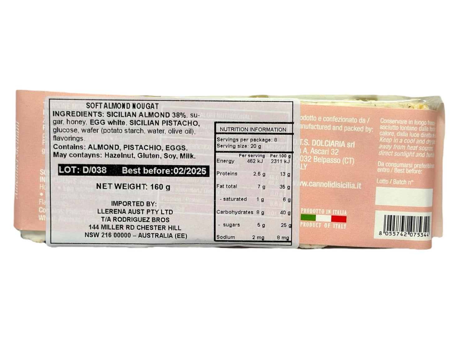 Pennisi Torrone Morbido Alle Mandorle Soft Nougat With Almonds 160g (Best Before 28-02-2025)