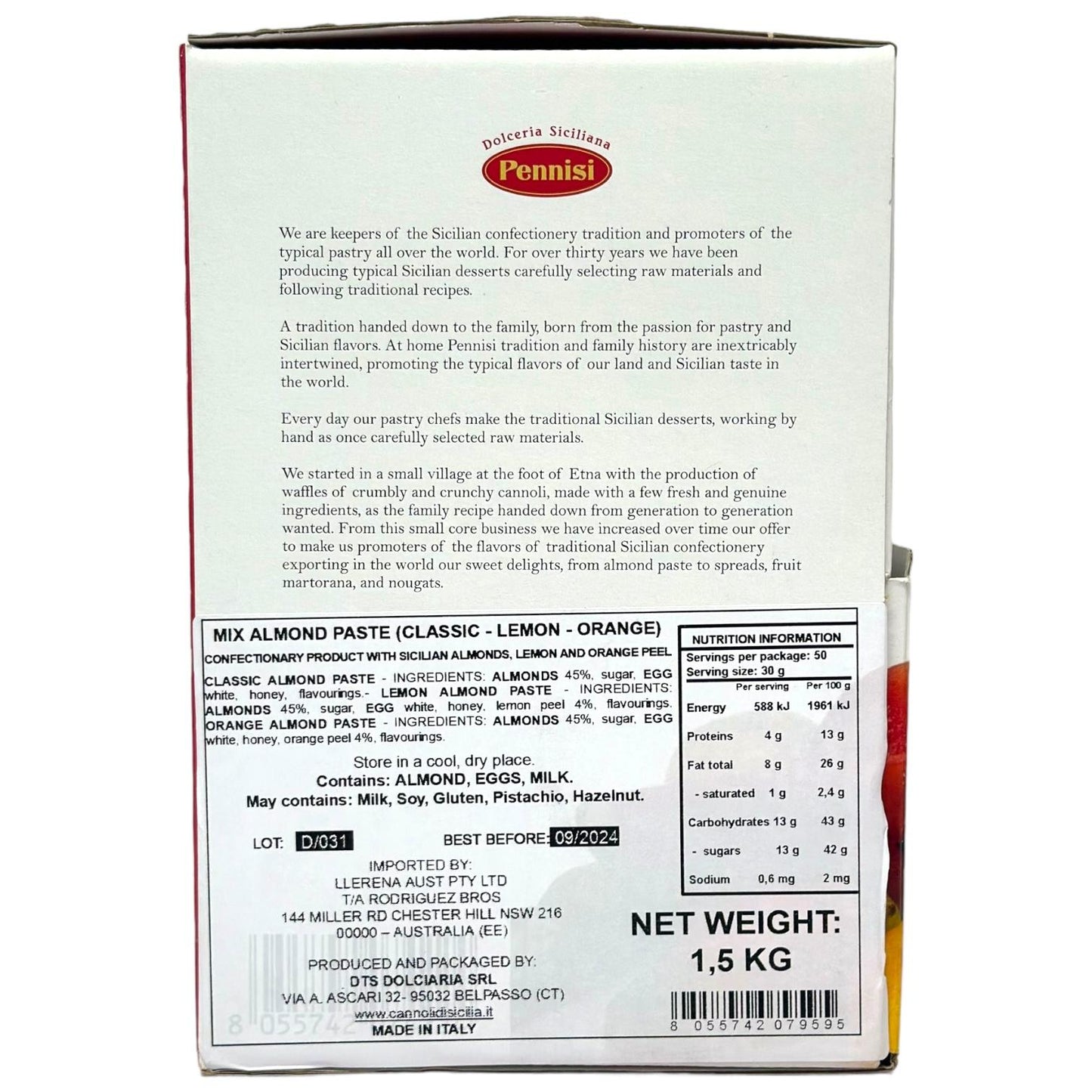Pennisi Espositore Paste Miste Display Box Mixed Almond Paste Biscuits 1.5kg (Best Before 31-01-2025)