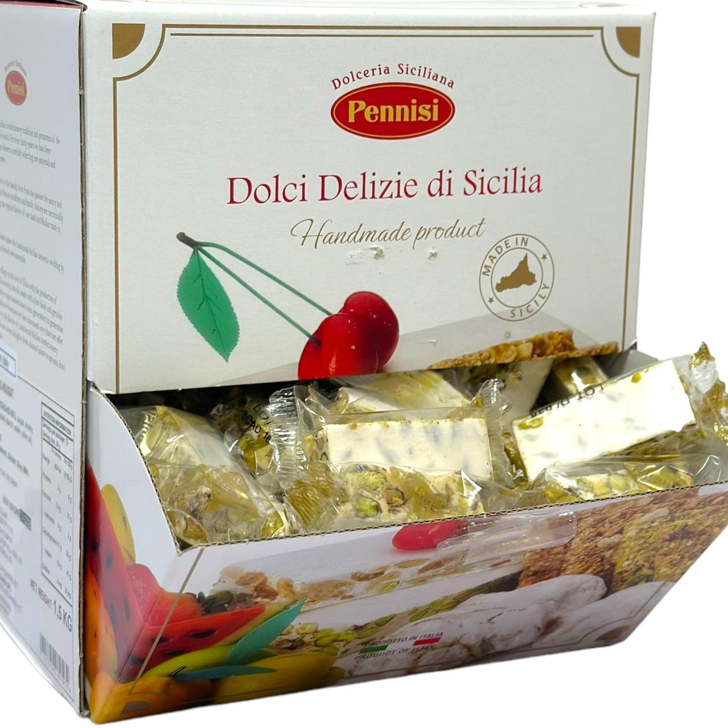 Pennisi Espositore Torrone Morbido Alle Pistacchio Display Box Soft Nougat With Pistachio 1.5kg (Best Before 31-01-2025)