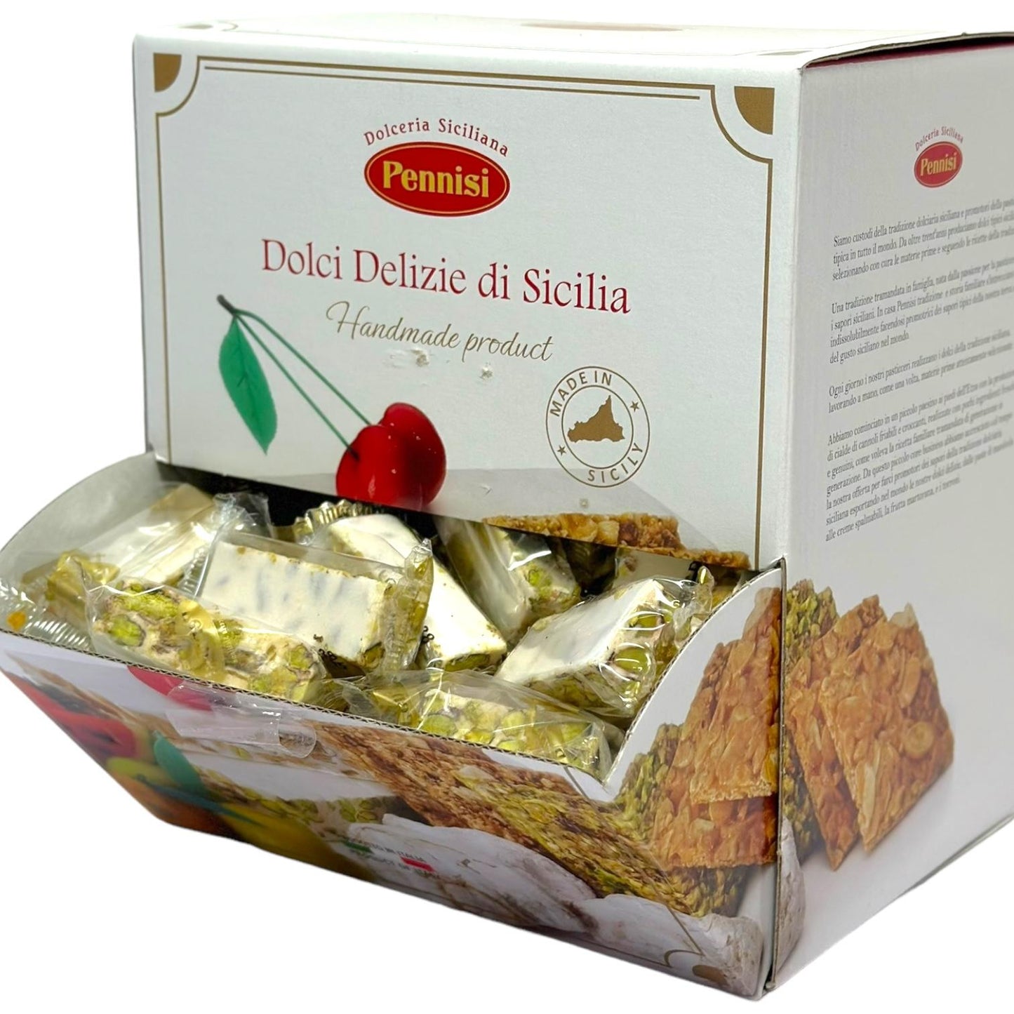 Pennisi Espositore Torrone Morbido Alle Pistacchio Display Box Soft Nougat With Pistachio 1.5kg (Best Before 31-01-2025)