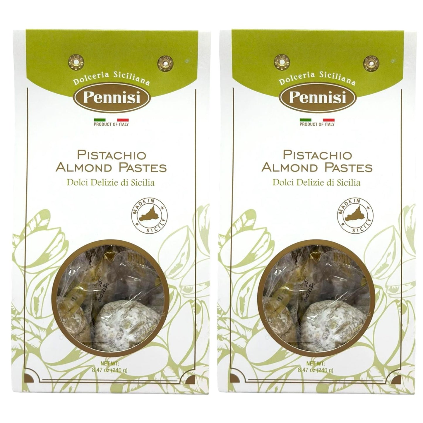 Pennisi Paste di Mandorla al Pistacchio Almond Pistachio Paste Biscuits Twin Pack- 480g Total