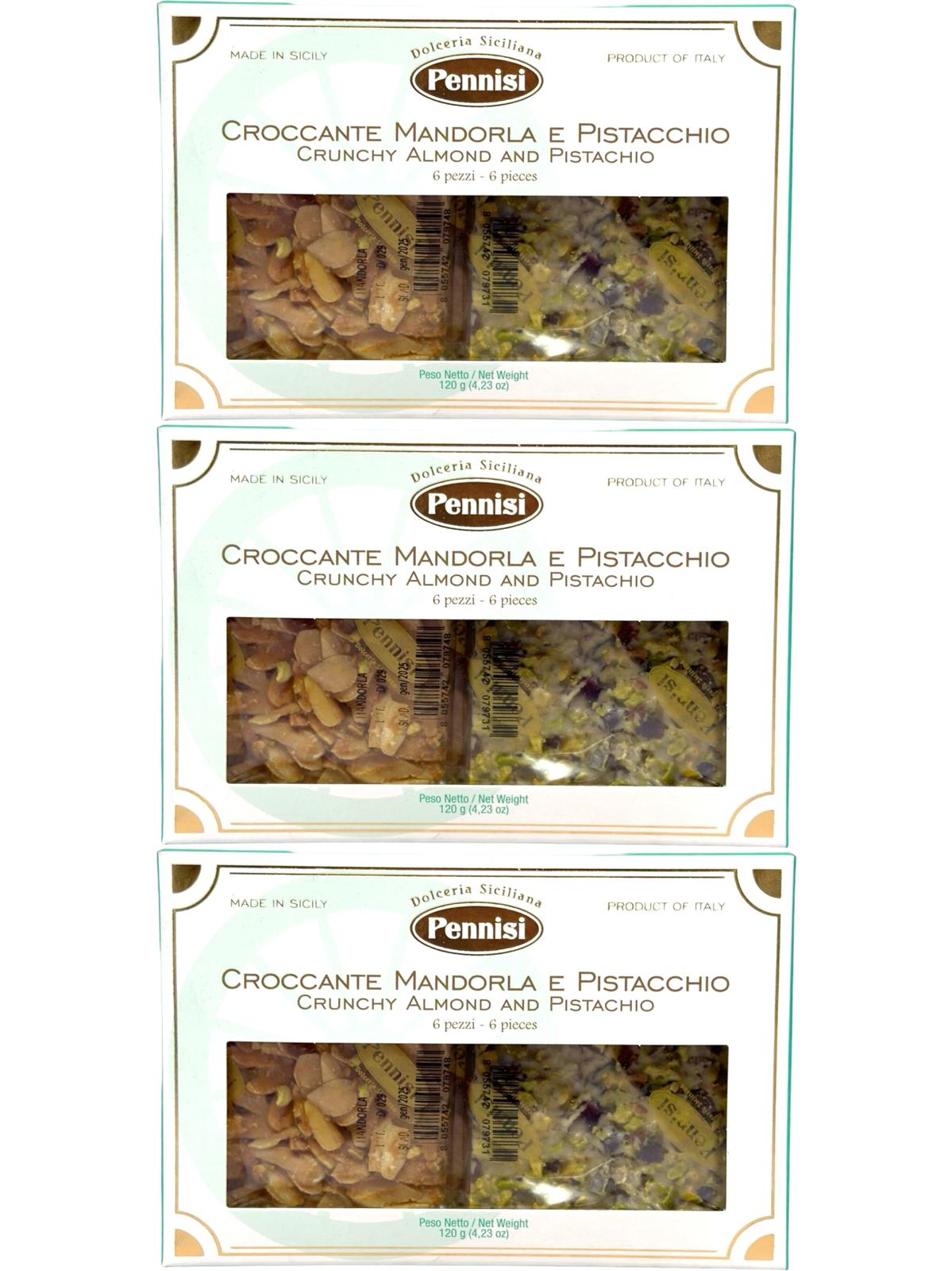 Pennisi Croccante Mandorle E Pistacchio Italian Almond Pistachio Brittle 120g 3 Pack- 360g Total (Best Before 31-01-2025)