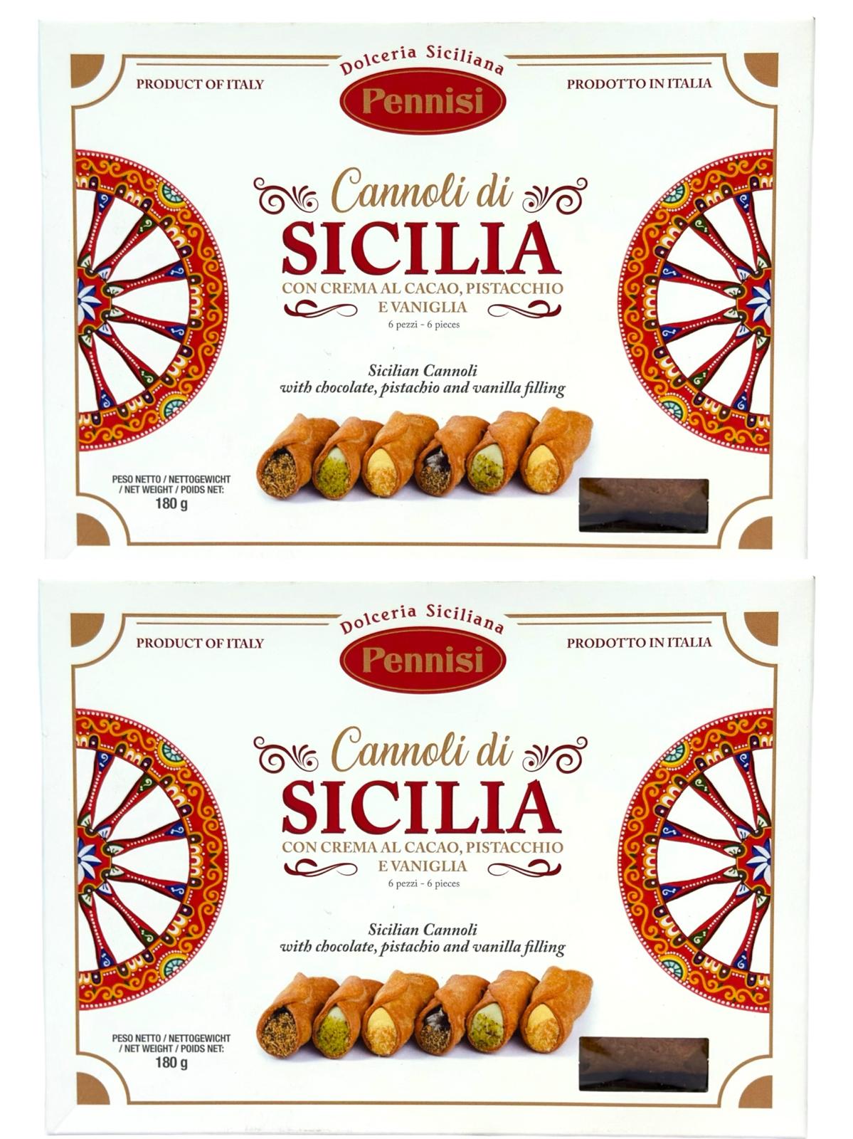 Pennisi Cannoli di Sicilia Con Crema Mixed Filled Sicilian Cannolis 180g Twin Pack- 360g Total