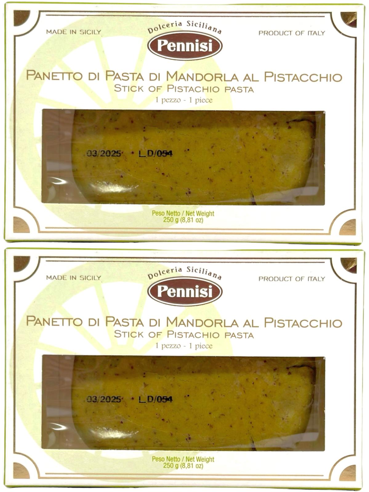 Pennisi Panetto Di Pasta Mandorla Al Pistacchio Almond Pistachio Marzipan 250g Twin Pack- 500g Total (Best Before 31-01-2025)