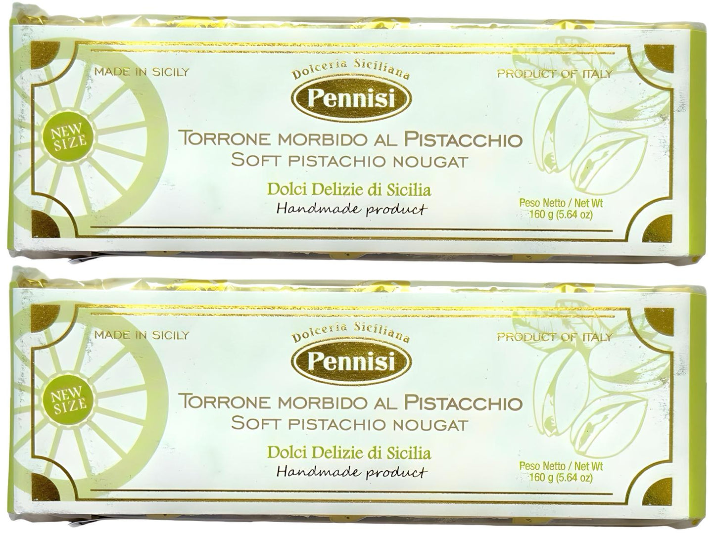 Pennisi Torrone Morbido Al Pistachio Soft Pistachio Nougat160g Twin Pack- 320g Total (Best Before 31-01-2025)