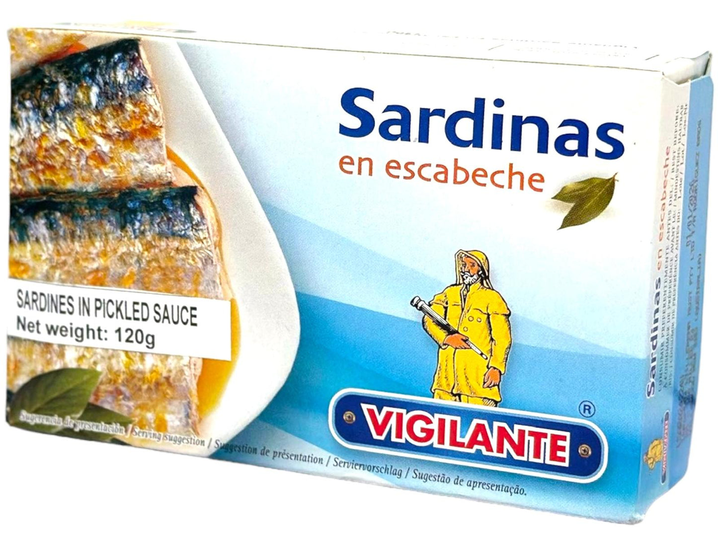 Vigilante Sardinas en Escabeche Spain - Sardines in Pickled Sauce 6 pack 120g x6
