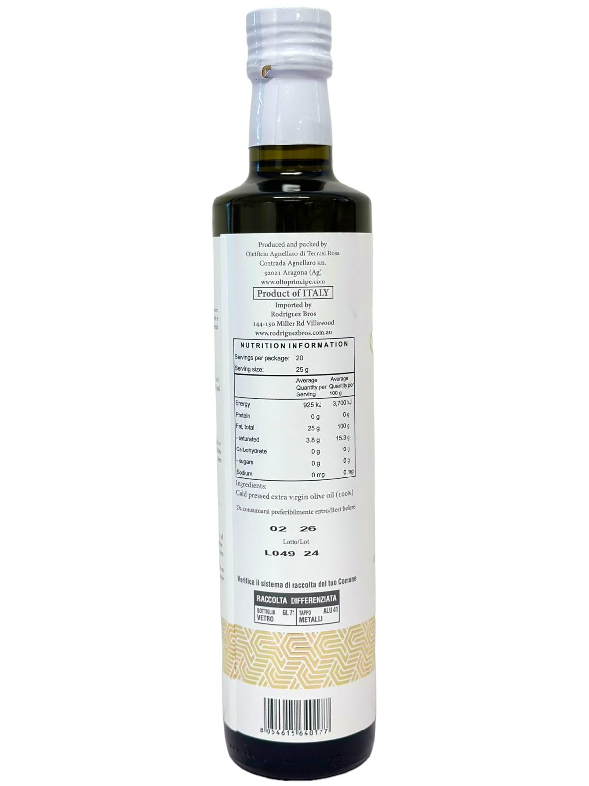 Olio Principe Sicilian Extra Virgin Olive Oil 500ml