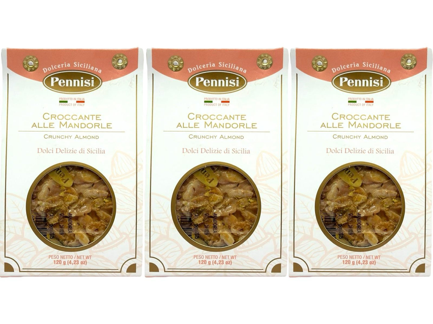 Pennisi Croccante Alle Mandorle Italian Almond Brittle 120g - 3 Pack- 360g Total (Best Before 31-01-2025)