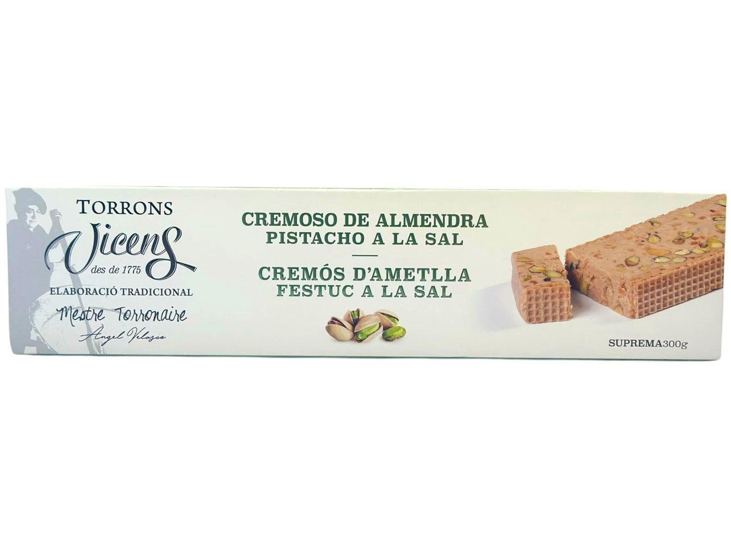 Vicens Cremoso De Almendra Pistacho A La Sal Creamy Almond Nougat With Salty Pistachio 300g (Best Before 01-07-2025)