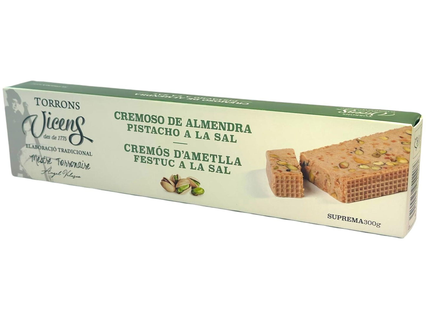 Vicens Cremoso De Almendra Pistacho A La Sal Creamy Almond Nougat With Salty Pistachio 300g (Best Before 01-07-2025)
