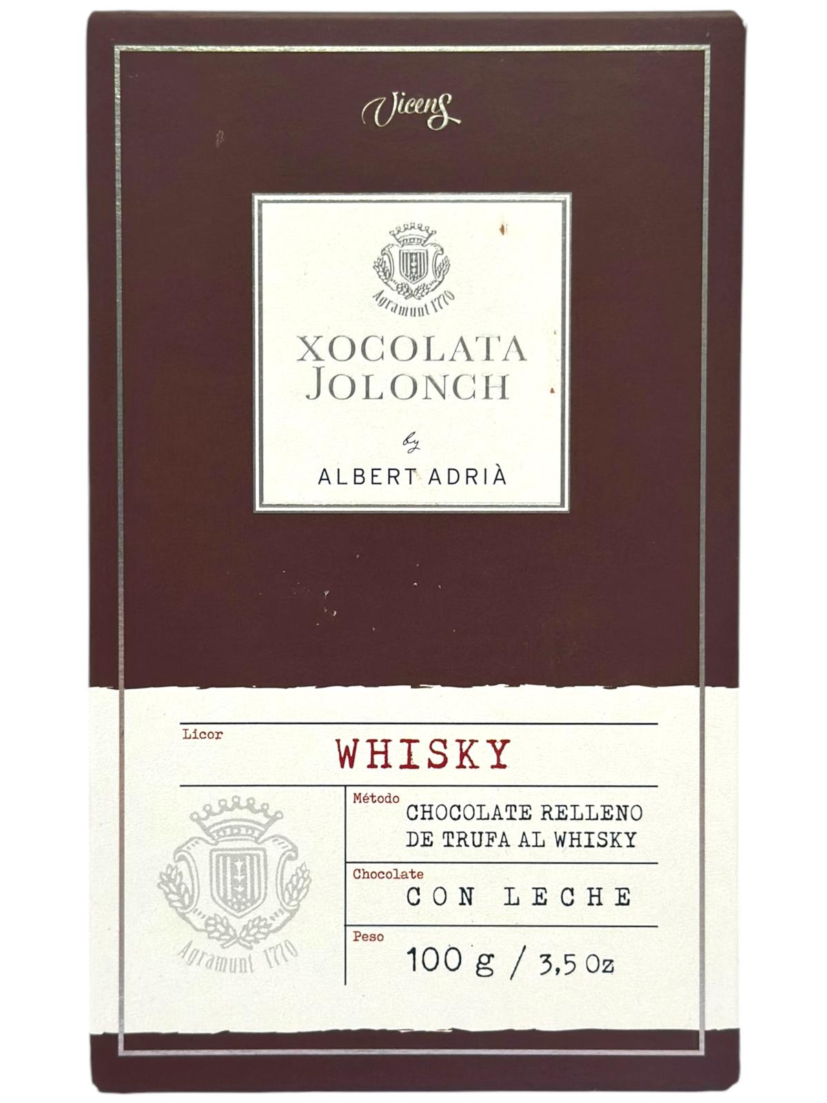 Vicens Xocolata Jolonch Chocolate Con Leche Relleno De Trufa Al Whisky Milk Chocolate With Whisky 100g (Best Before 01-02-2025)