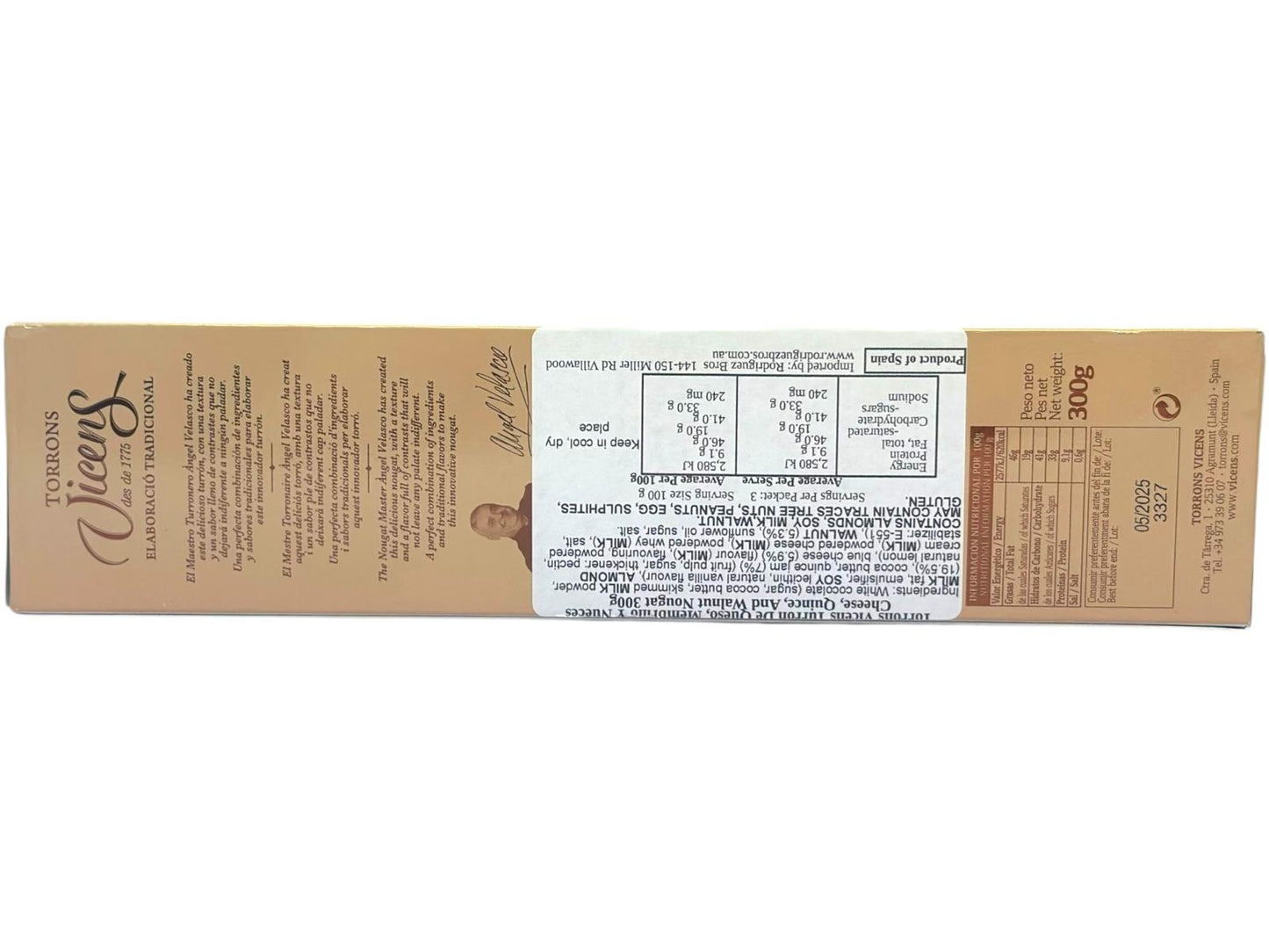 Vicens Turron De Queso, Membrillo, Nueces Cheese, Quince, Walnut Nougat 300g (Best Before 01-05-2025)