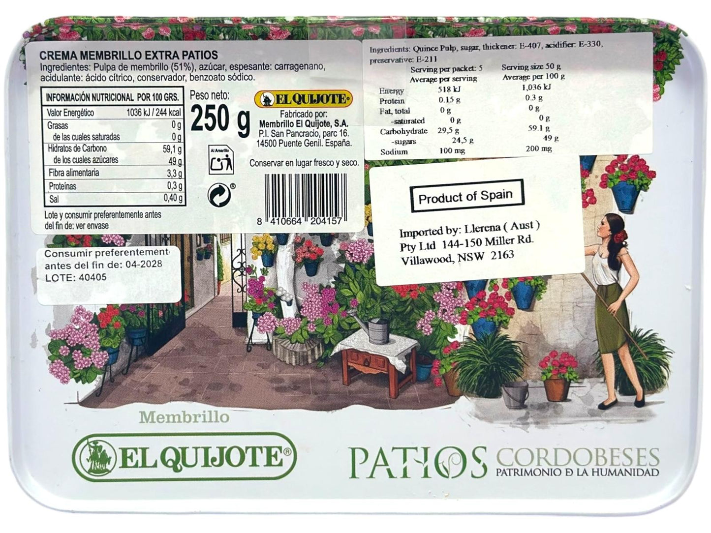 El Quijote - Crema Membrillo Extra Patios - Quince 250g (Best Before 05-04-2028)