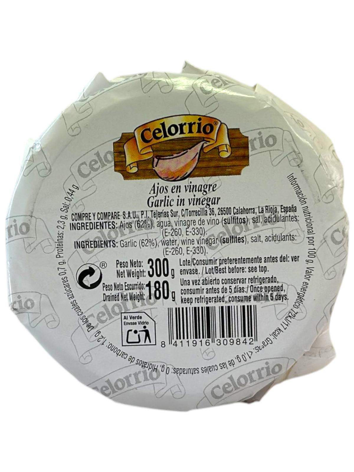 Celorrio Ajos en Vinagre Garlic in Vinegar 300g (Best Before 21-10-2028)