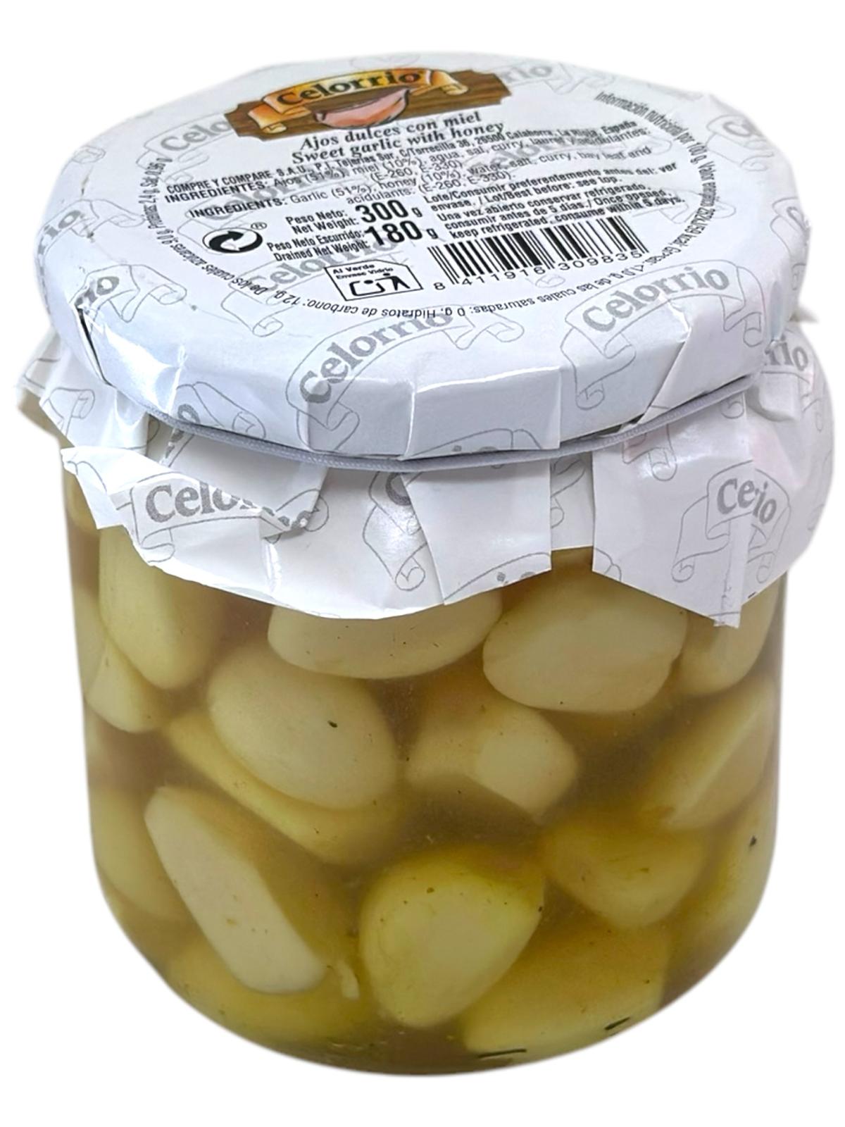 Celorrio Ajos dulces Con Miel Sweet Garlic With Honey 300g (Best Before 21-10-2028)