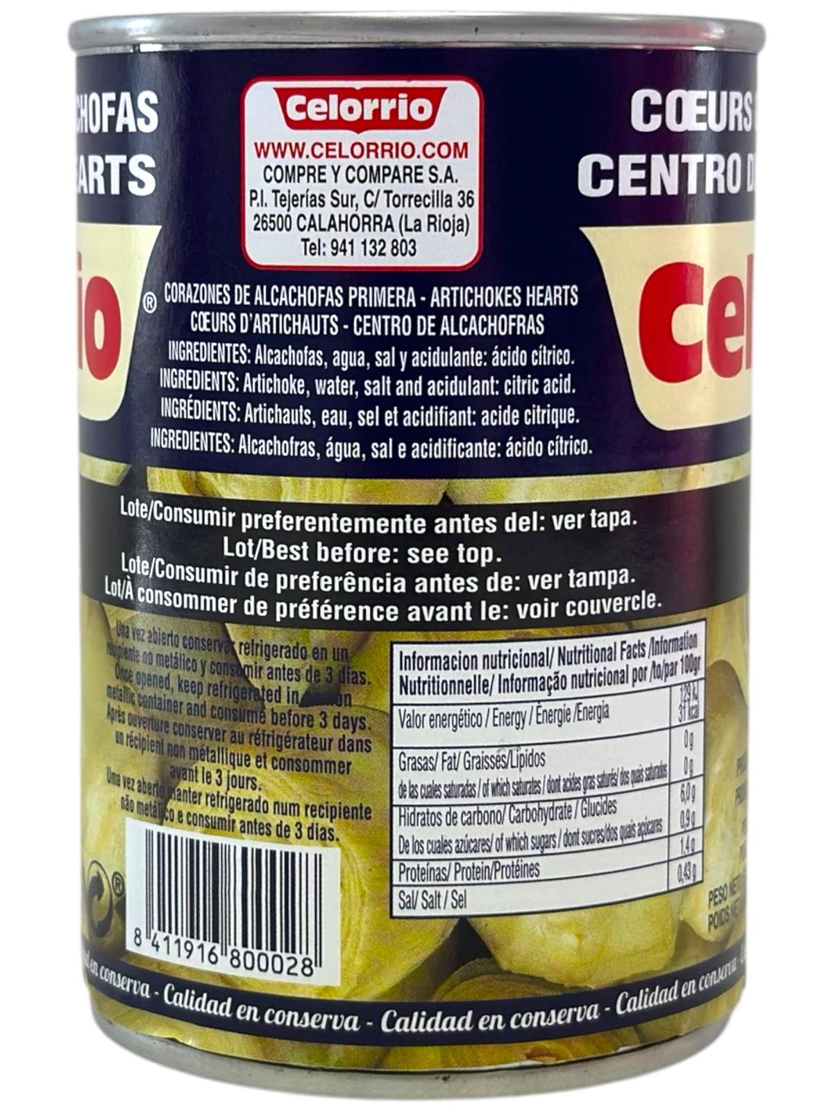 Celorrio Corazones de alcachofas Artichokes hearts 390g (Best Before 31-12-2028)