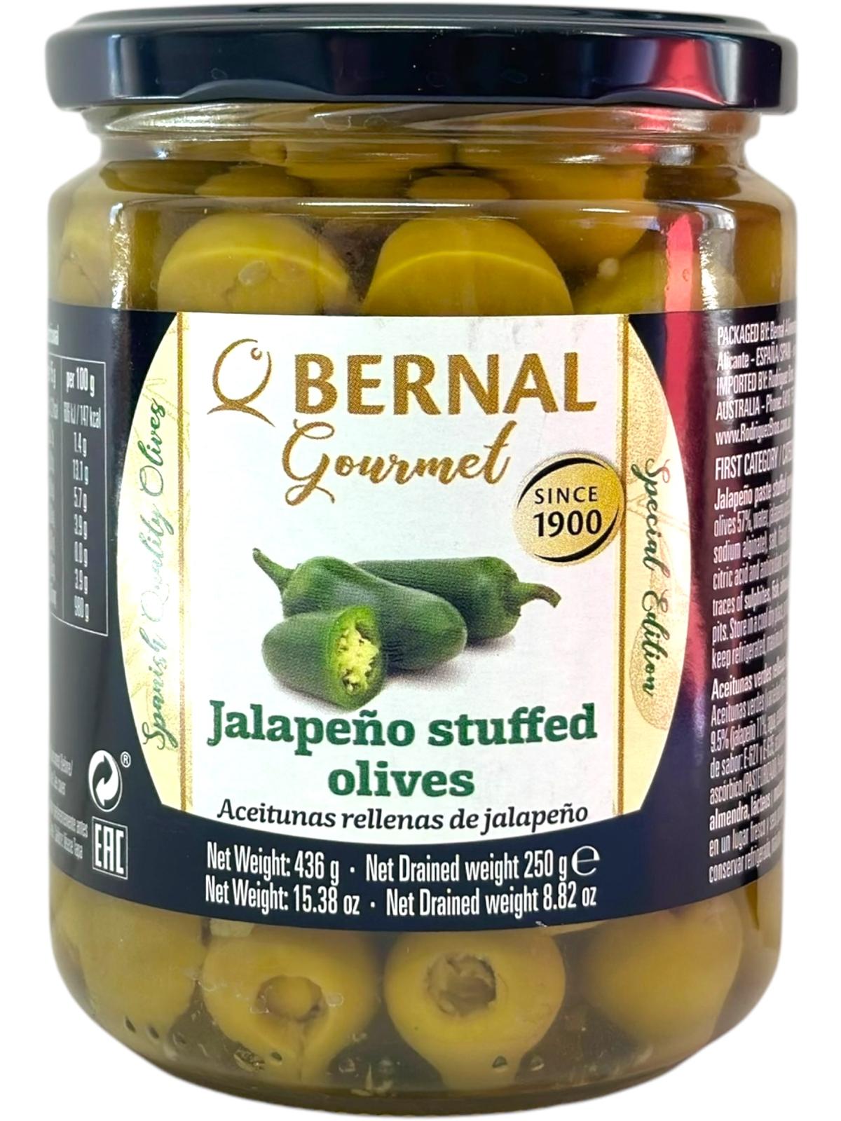 Bernal Gourmet Jalapeno Stuffed Olives 440g (Best Before 18-05-2027)