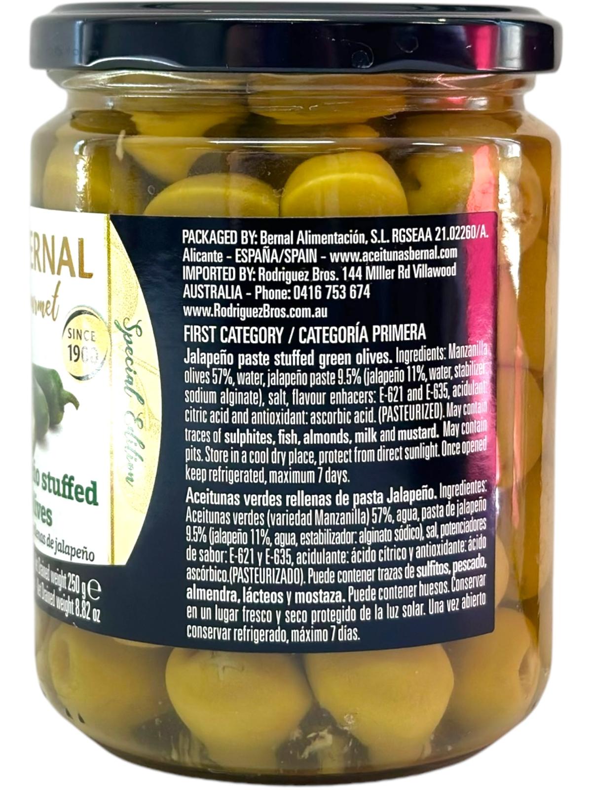 Bernal Gourmet Jalapeno Stuffed Olives 440g (Best Before 18-05-2027)