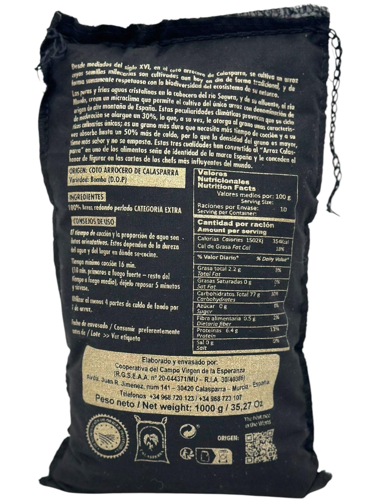 Virgen de la Esperanz Arroz Bomba Calasparra Arroz 1kg (Best Before 01-01-2027)