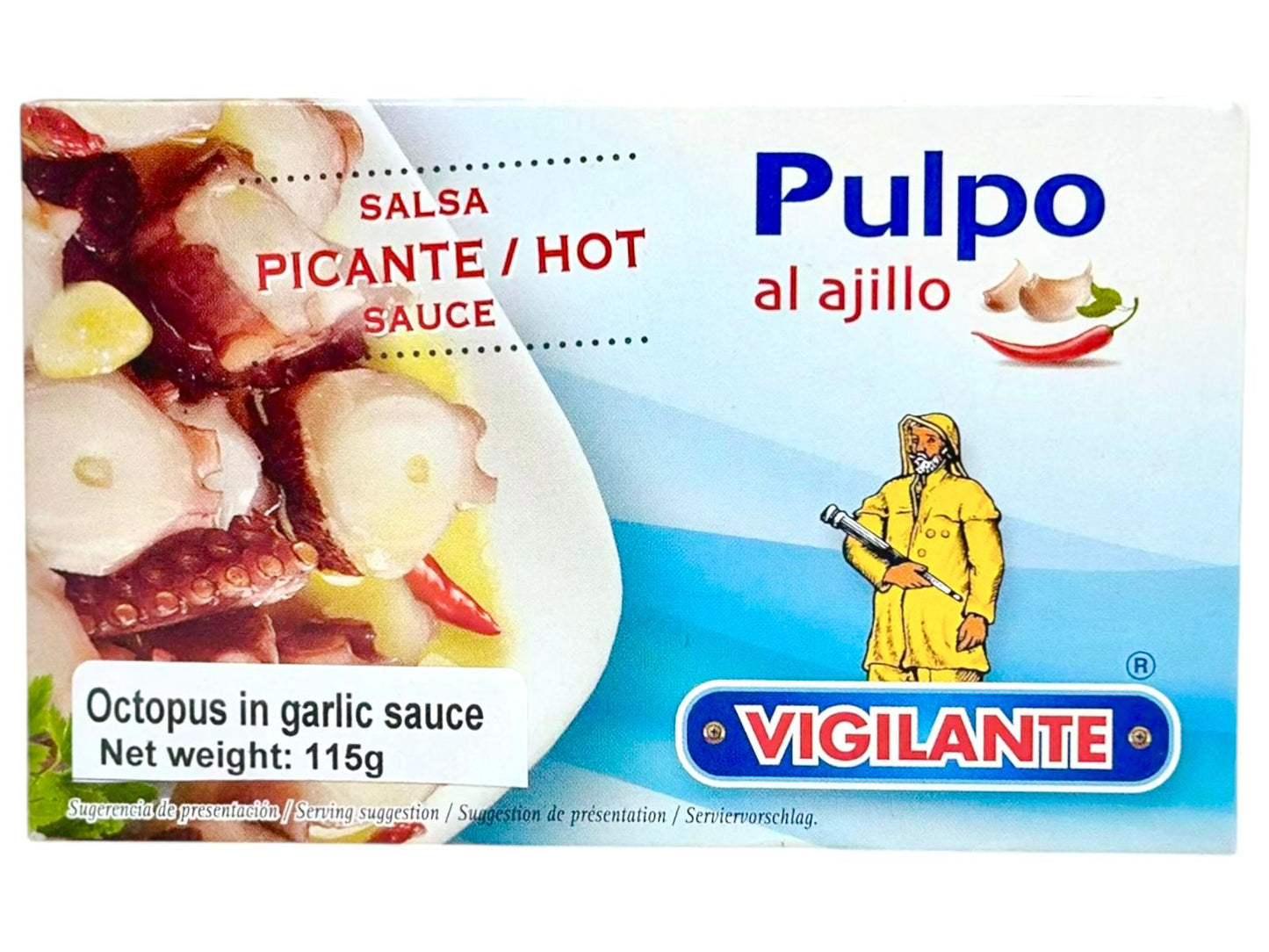 Vigilante Pulpo al Ajillo Octopus in HOT Garlic Sauce 115g (Best Before 01-01-2029)