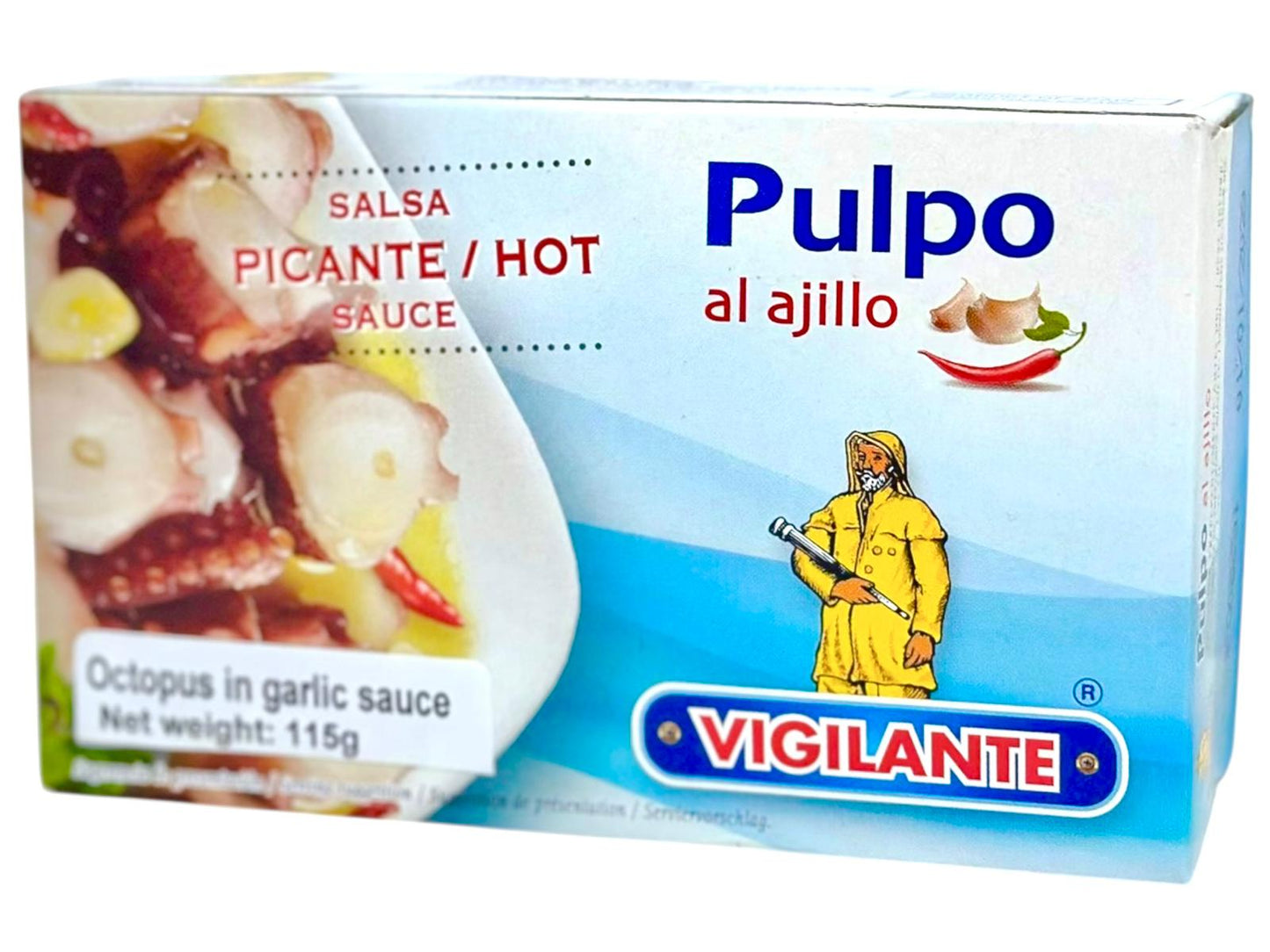 Vigilante Pulpo al Ajillo Octopus in HOT Garlic Sauce 115g (Best Before 01-01-2029)