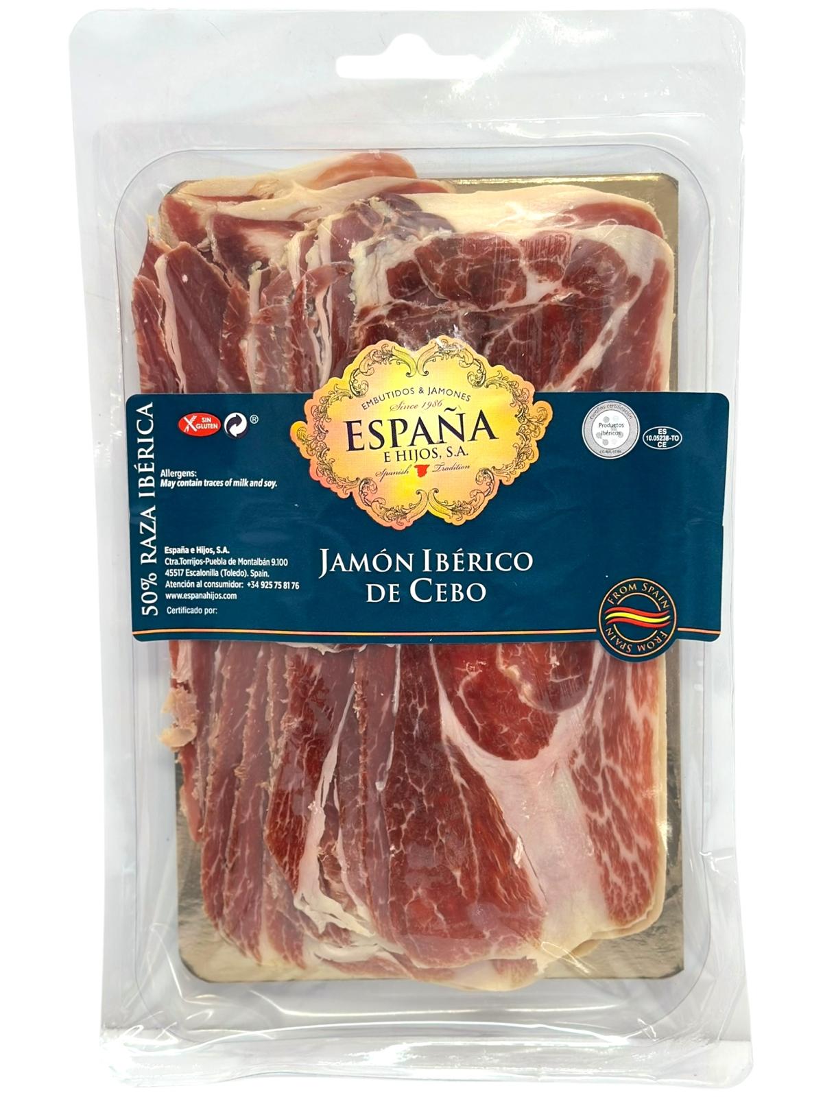 Espana y Hijos Jamon Iberico de Cebo 50% Raza Iberica Sliced 80g eqiv. $187.50 per kg